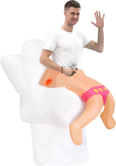 KIMU® Opblaas Kostuum Zittend op Toilet - Opblaasbaar pak - Toiletpak Mascotte Opblaaspak - Opblaasbare Volwassenen WC Plee Dames Heren Festival