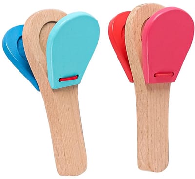 Dailygoods - Cosensi - Dailygoods - 2 Stuks Houten Castagnetten voor Ritmische Muziek