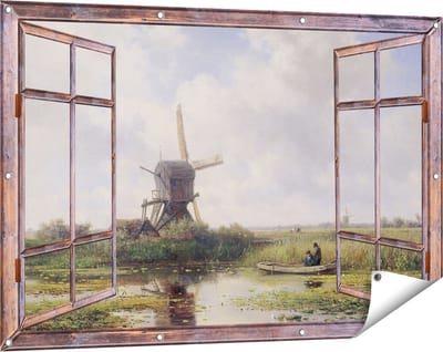 Gards Tuinposter Doorkijk In ’t Gein bij Abcoude - Willem Roelofs - 120x80 cm - Tuindoek - Tuindecoratie - Wanddecoratie buiten - Tuinschilderij