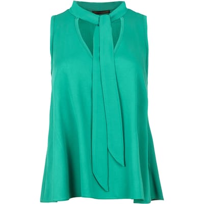 Groene mouwloze top met strikdetail