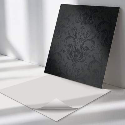 Wallfluent Vinyl Tegels - Elegant Plantenpatroon Zelfklevende PVC Tegels - 30 cm x 30 cm - Zwart Vinyl Tegels - Verpakking van 9 stuks - Vierkant PVC Tegels - Patroon Plaktegels - Vinyl Vloer Tegels - Plaktegels Keuken en Badkamer