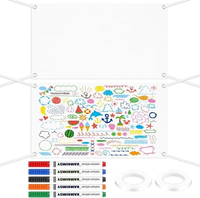 Witte Banners 180 x 100 cm - 2 Stuks voor DIY Schilderingen, Bruiloften, Verjaardagen en Feesten met Touw en Textielstiften
