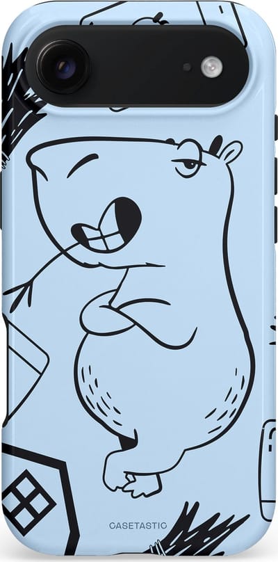 Casetastic hoesje geschikt voor Apple iPhone Air - MagSafe - Dubbellaagse bescherming - Capibara chillen - Fashion Case - Lichtgrijs Donkergrijs Lichtblauw