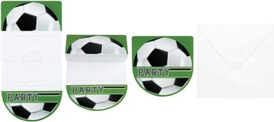 Set 6 Uitnodigingskaarten Football met enveloppen