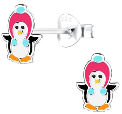 Joy|S - Zilveren pinguin oorbellen - 6 x 8 mm - kinderoorbellen - t63