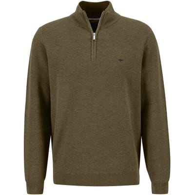 Fynch-Hatton Trui Troyer-Zip Fine Structure Deep Forest / male