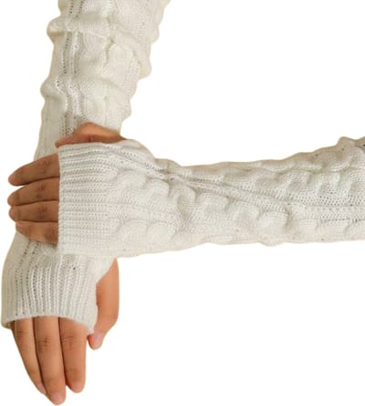Nivard Polswarmers - Armwarmers Dames - Duimopening - Wol - Armstukken - Winter - Beige