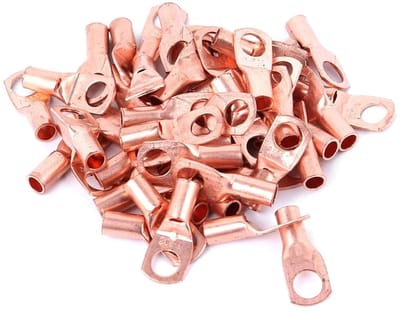 Koper Ring Terminals Set van 50 Stuks, Koper Crimp Connectoren voor Accu en Kabelverbindingen, Duurzaam en Betrouwbaar