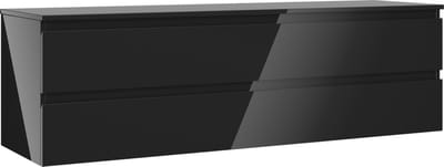 Mexen Orio badkamerkast onder wastafel 160 cm met blad, 2 lades, zwart glanzend - 91A10-16047-2-BFFC70