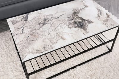 Salontafel Industriëel - Wit marmer - 95x43x55cm - melamine - witte salontafel - Industrieel