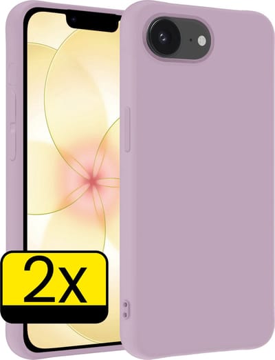 Hoesje - 2 Stuks - Geschikt voor Apple iPhone 17e - Sterk & Shockproof - Case Siliconen - Back Cover - Telefoon Hoes - Telefoonhoesjes - Lila