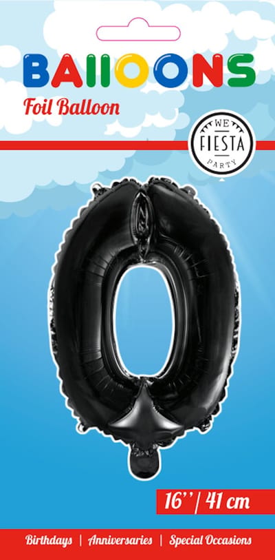 Folieballon 16" nmr. 0 - Zwart