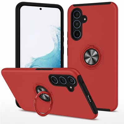 Hoesje Geschikt voor Samsung Galaxy A17 5G - Rood - Casemania Armor Back Cover met Kickstand Ring