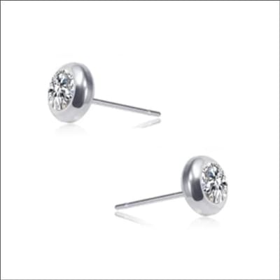 Aramat Jewels | Oorbellen | RVS Ronde Oorbellen met Zirkonia - Diverse Kleuren Studs | Zilverkleur / Transparant / 6mm | | | Staal | Kinderen, Volwassenen | Verkleurd niet