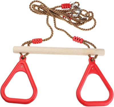 Houten Trapeze Swing - Schommel met Ringen - Buiten Spelen - Verstelbaar Ontwerp - 200KG Belasting - Geel