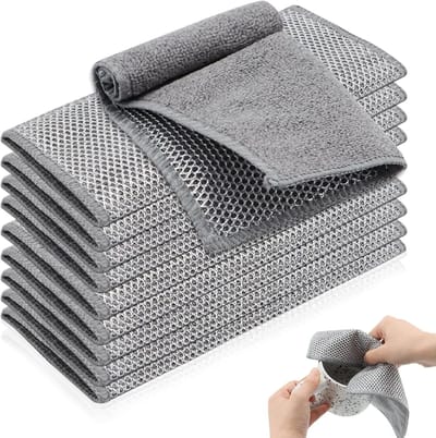 OIMG Vaatdoeken van Staaldraad - 10 stuks - Vaatdoeken - doekjes-draadvaatdoek - Herbruikbaar - 30x30cm - Zilverdraaddoeken - Schuursponsje - krasbestendige vaatdoekjes - voor antiaanbakpannen, gootstenen, borden en kookplaten - eenvoudig afspoelbaar