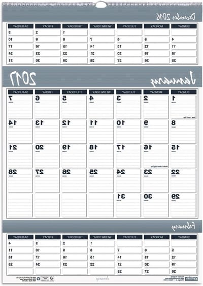 Wandkalender Drie Maanden - Plankalender Jaarkalender - Planning Thuis - Drie Maanden Per Pagina - 15.5x22 inch - Blauw