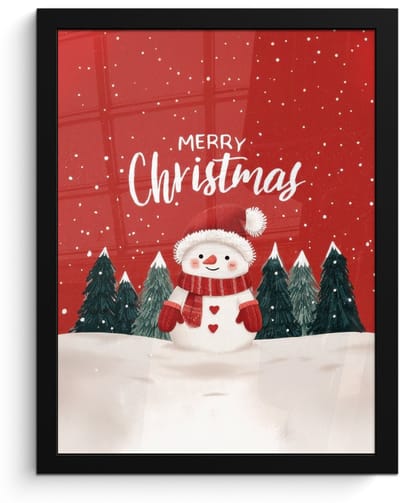 Poster in lijst - Fotolijst 30x40 cm - Posters - Kerstgroet - Sneeuw - Rood - Posterlijst zwart - Decoratie - Wanddecoratie woonkamer - Muurdecoratie slaapkamer - Kerstversiering - Kerstdecoratie voor binnen - Kerstmis