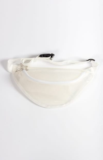 KIMU® Transparante Heuptas Melk Wit Rond Tasje Heuptasje Witte Tas Festival
