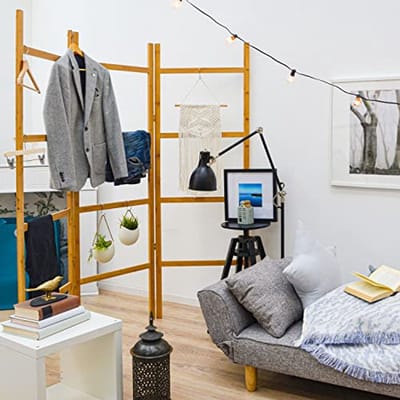XL Handdoekladder van Bamboe - 180x180 Kledingladder en Decoratieve Muurladder