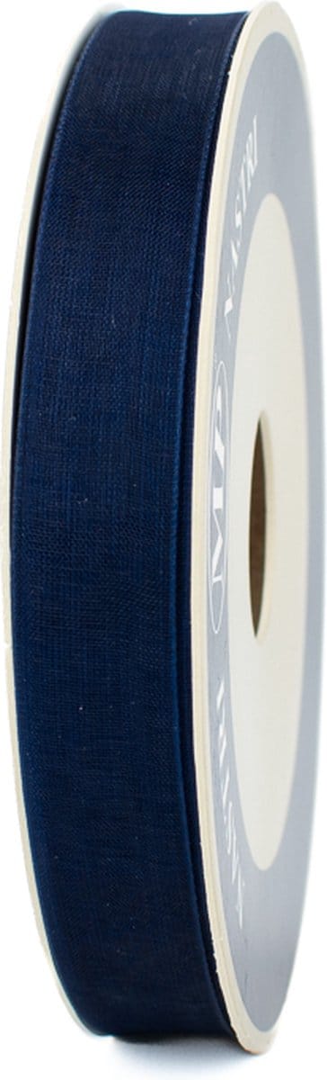 Organza lint - donkerblauw cadeaulint - 15 mm - Rol a 50 meter - blauw lint