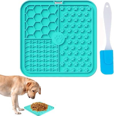 Famanu – Likmat voor honden - premium hondenbak - likmat voor honden - voor baden - mat slow feeder voor honden en katten - met zuignap en siliconen spatel - eenvoudig te reinigen