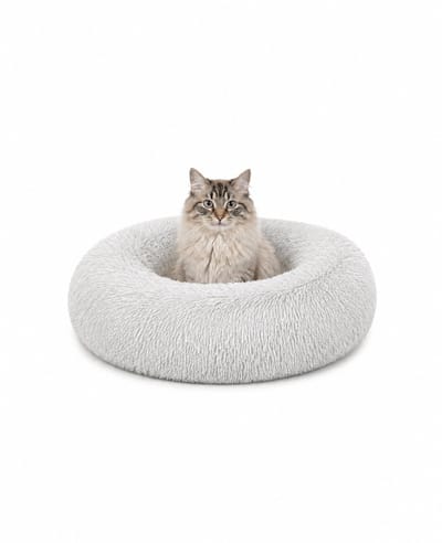 lionto Knuffelbed kat, donutvormig & extra zacht Ø50 cm lichtgrijs