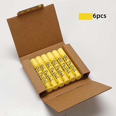 Biedt Een Doos van 6 Enkele Kleur Oliepastels, Met Medium-Dikke Zwarte Kleurpotloden, Met Meerdere Kleurkeuzes Beschikbaar. Ideaal voor Artistiek Schilderen. geel