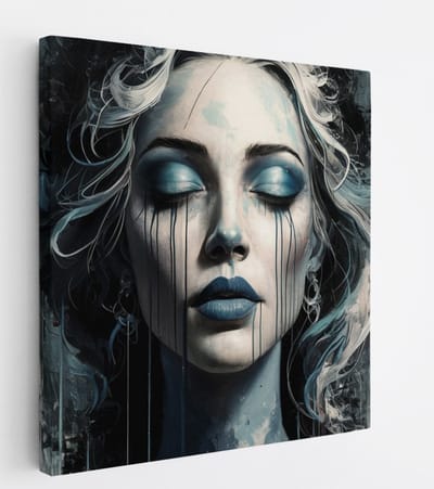 Saammp Canvas Schilderij - Vrouw - Grijs - abstract - 20x20 - Foto op canvas - Wanddecoratie - Muurdecoratie Woonkamer - Slaapkamer decoratie - Canvas Print