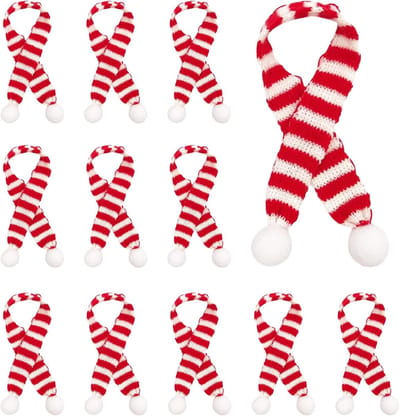 12 stuks en witte mini kerstsjaal Kerstmis strepen wijnfles gebreide sjaal pop afdekking Kerstmis party ornament decoratie accessoires