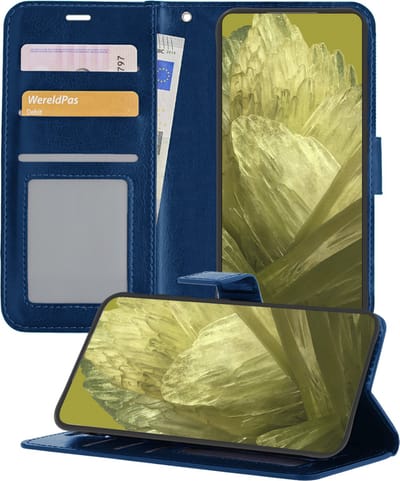 Hoesje - Met Pasjeshouder - Geschikt voor Google Pixel 8a - Luxe Bookcase Portemonee - Flip Case - Kunstleer Book Case - Flipcase - Book Cover - Walletcase - Portemonneehoes - Telefoonhoesjes - Donkerblauw