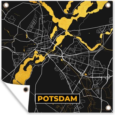 Tuin poster Potsdam - Stadskaart - Goud - Plattegrond - Kaart - Duitsland - 200x200 cm - Tuindoek