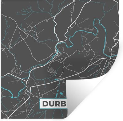 Muurstickers - Sticker Folie - Kaart – Plattegrond – Stadskaart – Durbuy – België - Grijs - 100x100 cm - Plakfolie - Muurstickers Kinderkamer - Zelfklevend Behang XXL - Zelfklevend behangpapier - Stickerfolie