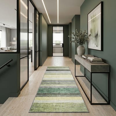 FLOORDIREKT Tapijtloper Op maat Naxos - Antislip, Slijtvast & Onderhoudsvriendelijk - Veel Kleurvarianten - In Moderne Stijl - Groen-Blauw - 80 x 100 cm