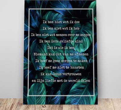 Metalen wandbord A3 credo - bladeren - christelijk - cadeau - bord - Hour of Power