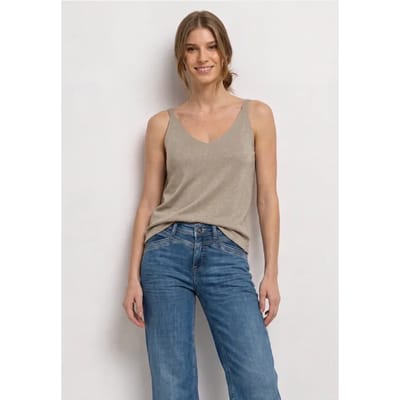 Top met V-hals en glitterdetails