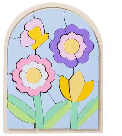 Houten bloemen puzzel - Vanaf 4 jaar - 37 stukjes - Kleuren en vormen - Educatief speelgoed - Legpuzzel - Kinderpuzzel
