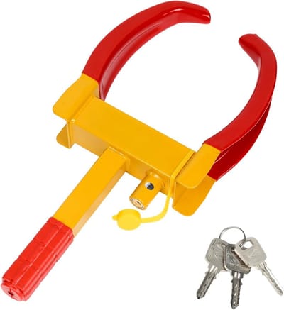 Wielklem - Bandenklauw Parkklauw - Voertuig Beveiligen - Verstelbaar Anti-boorslot - 17.5-25.5 cm - Geel Rood