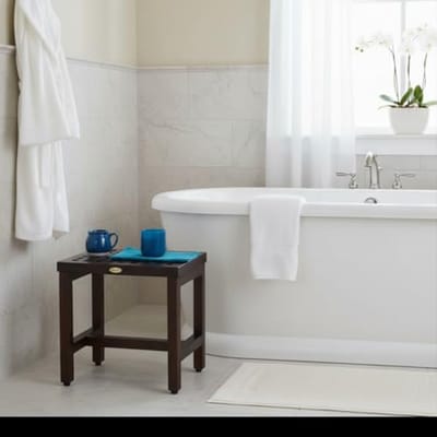 Teakhouten Douchebank met Roosterpatroon 18" - Moderne Badkamer Meubel