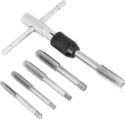 Draad Tap Set - Schroefdraad Reparatie - Binnendraad Snijden - Dubbele Houderbekken - 6 Delig - Zilver