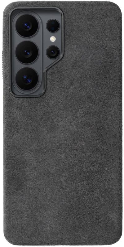 Rosso Avanti Hoesje Geschikt voor Samsung Galaxy S26 Ultra | Compatibel met MagSafe / Qi2 | Echt Italiaans Alcantara | Back Cover | Beschermhoes | Grijs