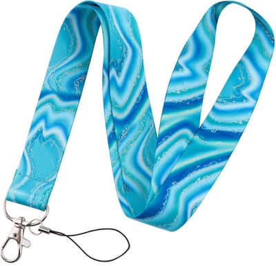 Travel Cords - Keycord Marble Blue - stevig lanyard - sleutelhanger - sleutelkoord - met telefoonkoord - sleutels