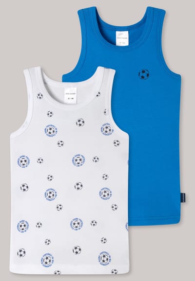 Onderhemden, set van 2, fijnrib, voetbalblauw/wit - Multipacks met fijnribbige onderhemden 104
