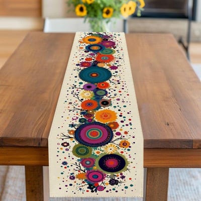 Boheemse Kleurrijke Bloemen Tafel Runner, Retro Artistieke Eettafel Decoratie, Etnische Stijl Tafelkleed Dameskleding 40x140cm