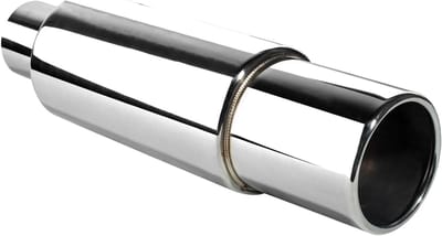Dailygoods - Catekro Roestvrij stalen einddemper 63 mm inlaat, uitlaatdemper sportuitlaat, 2,5" inlaat 3,5" uitlaat 14,17" uitlaat resonator vervanging voor auto diesel auto's zilver