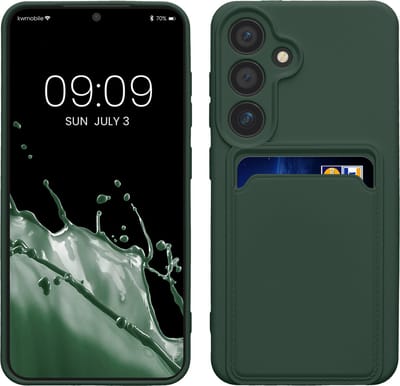 kwmobile telefoonhoesje geschikt voor Samsung Galaxy S24 - Hoesje met pasjeshouder - TPU case in donkergroen