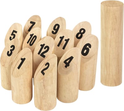 Kubb Vikingspel, werpspel uit Finland, genummerd Vikingspel met praktische draagtas, houten spel, buitenspeelgoed, tuinspeelgoed voor kinderen en volwassenen NAIZY