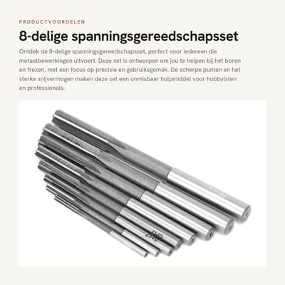 Dailygoods - 8-delige spanningsgereedschapsset - H7-raspahle - Voor nauwkeurig raspen - Hoogwaardige hogesnelheidsstaal - Accessoires voor metaalbewer...