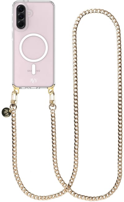 AVY Hoesje geschikt voor Samsung Galaxy A56 / A36 | Compatibel met MagSafe | Clear Case met Telefoonkoord 120CM | Crossbody Aurum Lien Long