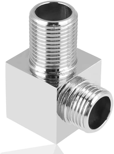 Dailygoods- Wandvoorziening Elleboog voor Handdouche - G1/2 Doucheslang Connector - Verborgen Wandmontage - Chroom Afwerking - Geschikt voor Badkamer - Metalen Paneel 6x6cm - Doucheconnector